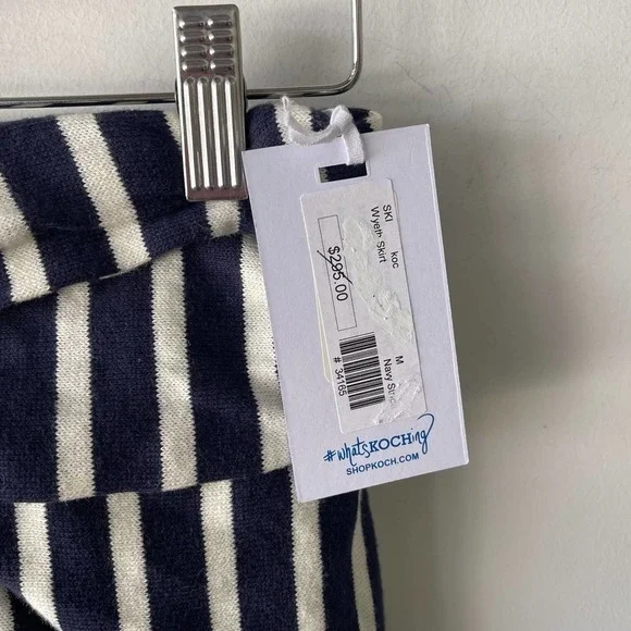 Koch Skirt Womens Medium Blue White Striped Draped Summer Boho Retro Wyeth